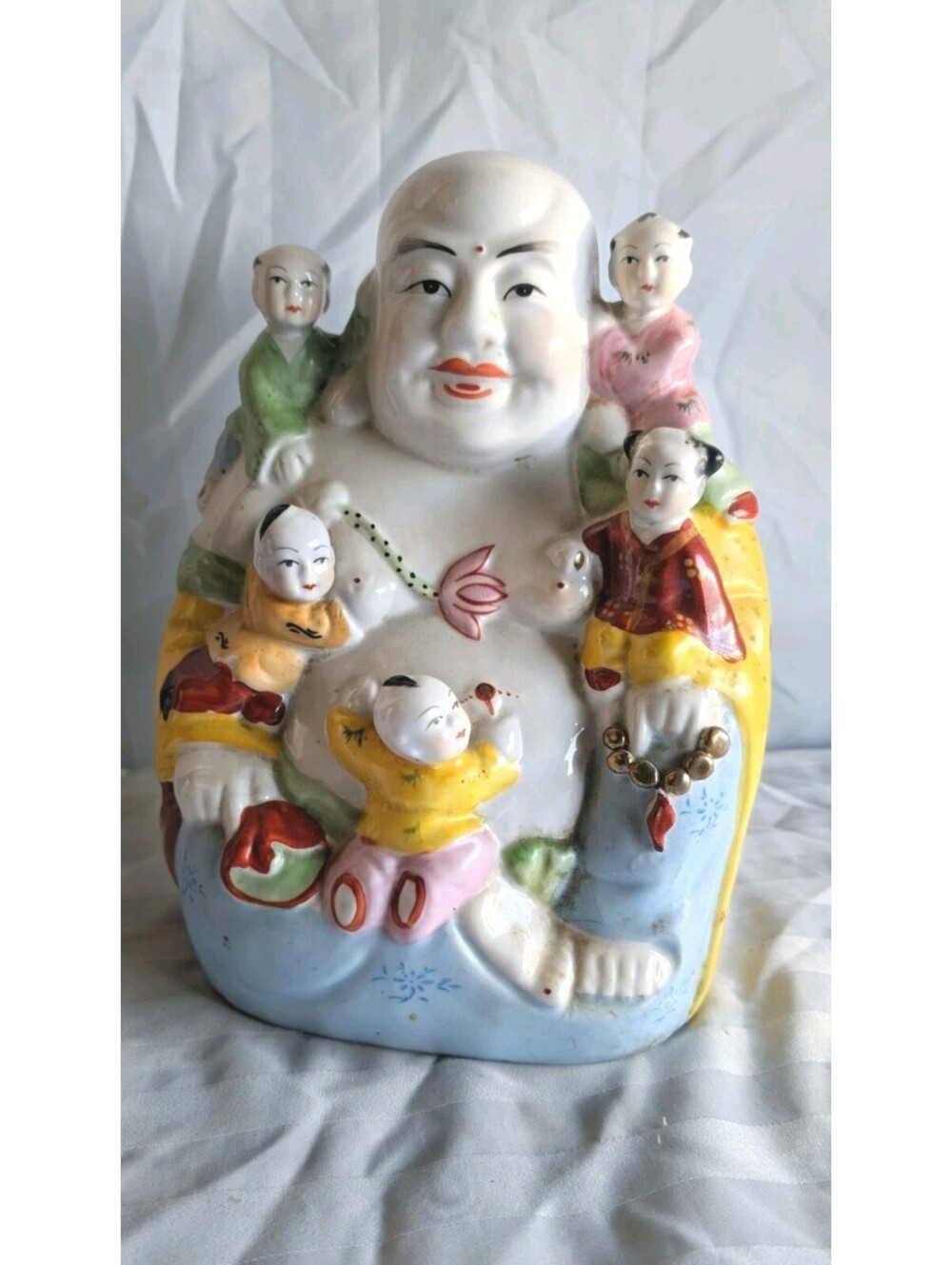 Vintage Chinese Porcelain Hotei Budai Figure Famille Rose